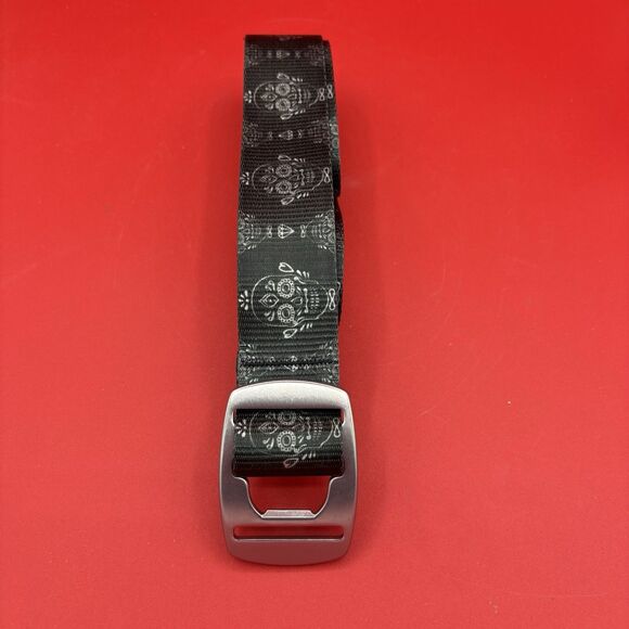 Croakies Cut-To-Fit Sugar Skull Black Belt Silver Bottle Opener Buckle USA - Picture 1 of 3